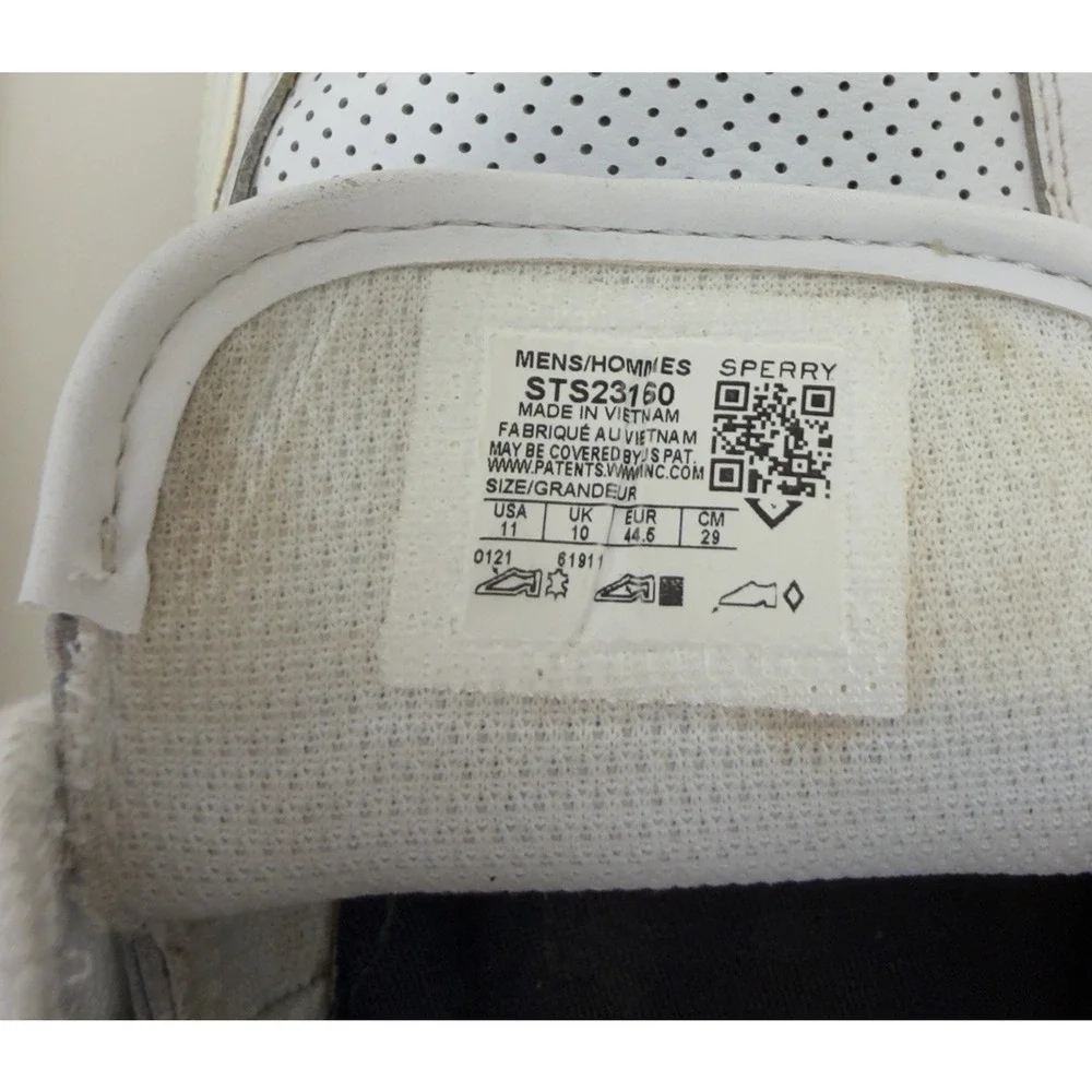 Sperry “Soletide” 2-Eye Sneakers White STS23160 Low Top Mesh Mens 11 Top Sider